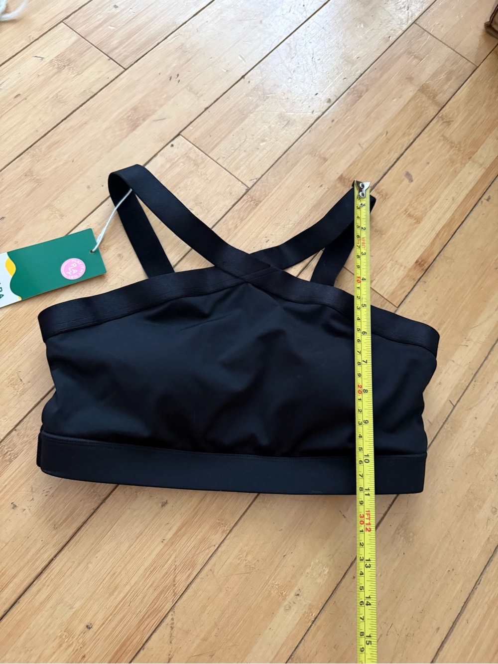 NWT Black High Neck Criss Cross Back Padded Sports Bra Crop Top Small - Picture 2 of 5